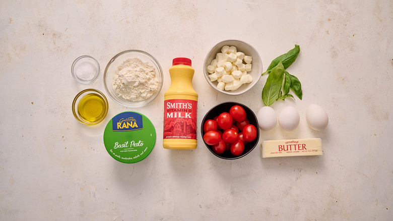 caprese dutch baby ingredients on a table