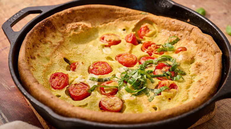 pesto dutch baby in skillet