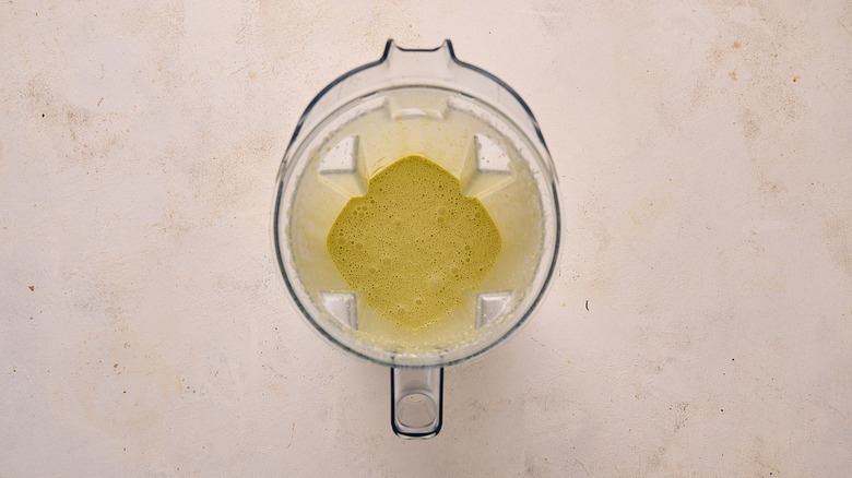 blended ingredients in a blender