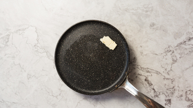 Crepe pan with butter