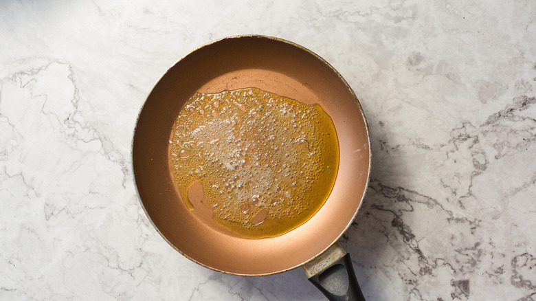 Pan with melted butter
