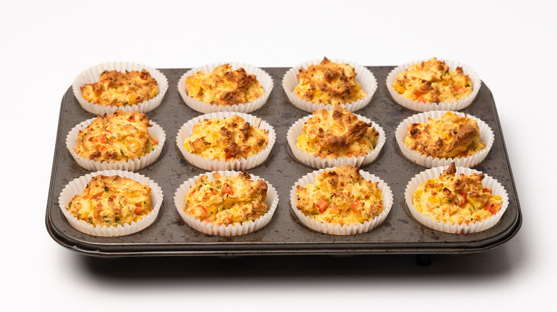 crab and chive corn muffins in tin