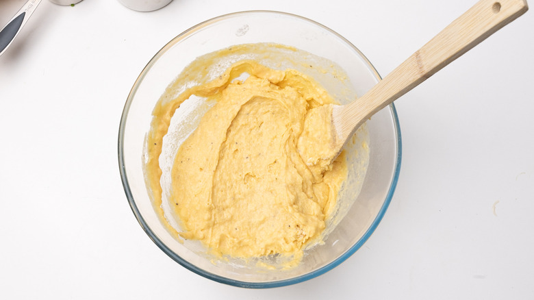 savory muffin batter in bowl