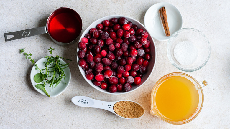 ingredients for cranberry sauce