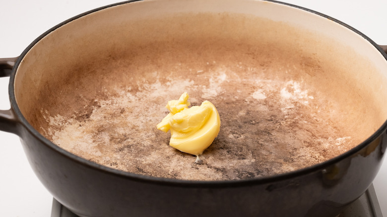 heating butter in a pan