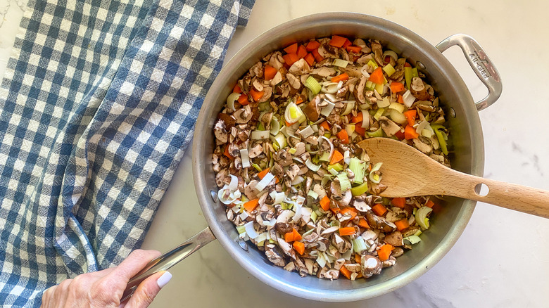 vegetables in pan