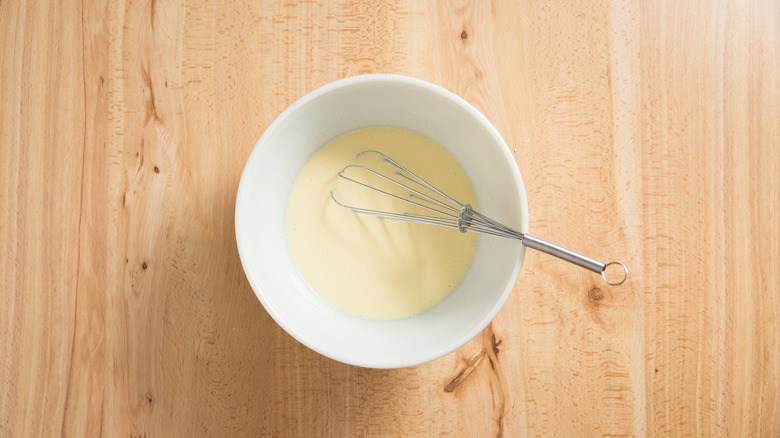 wet muffin ingredients in bowl 