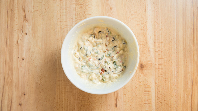 savory muffin batter in bowl 