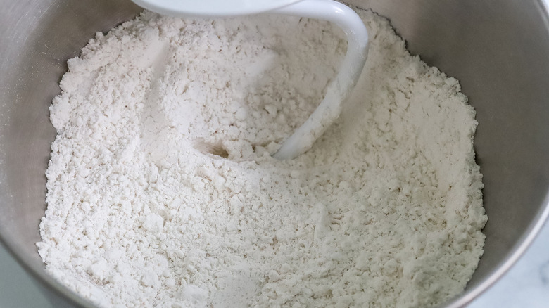 flour mixture in stand mixer