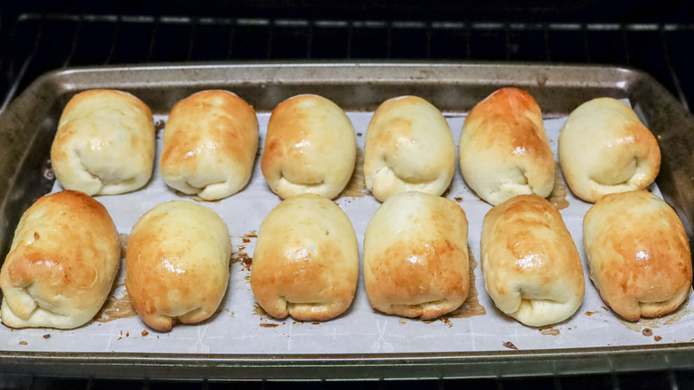 baked kolaches on baking sheet