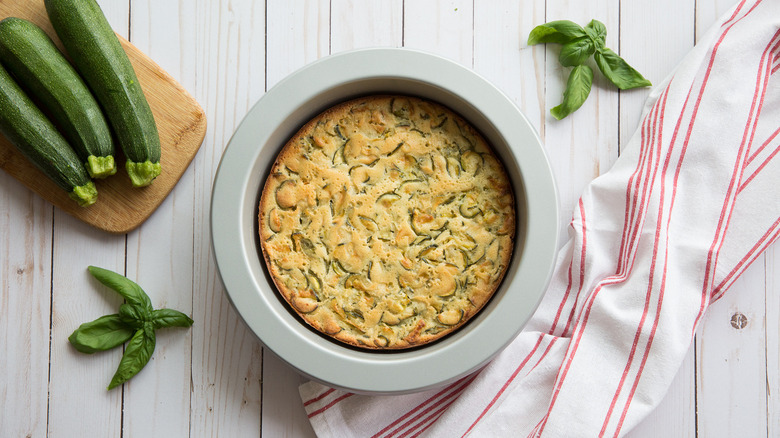 cooked zucchini cake on table