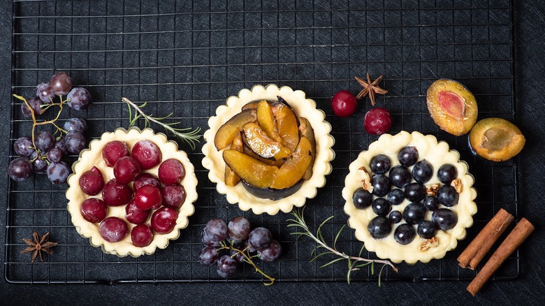 tarts topped with seasonal fruit