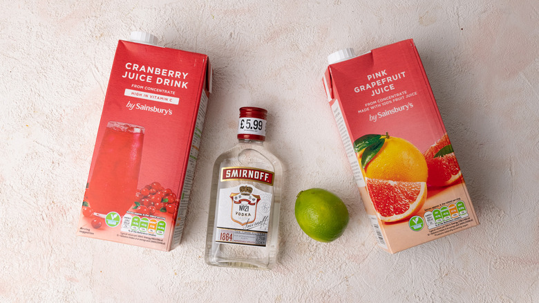 cocktail ingredients on counter 