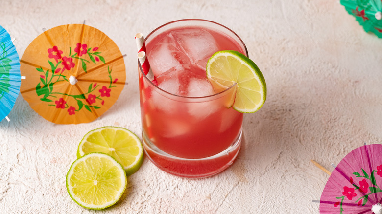 red cocktail in a glass 