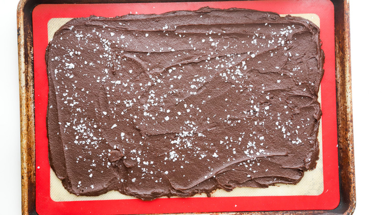 Tray of salted brownie brittle