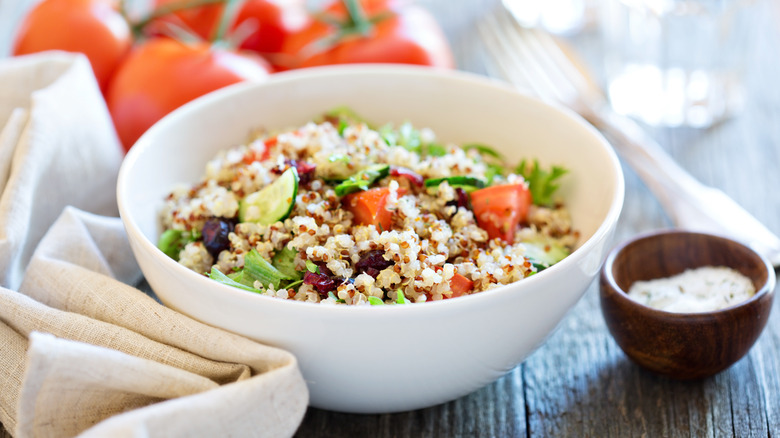 Quinoa with cucumbers and tomatoes