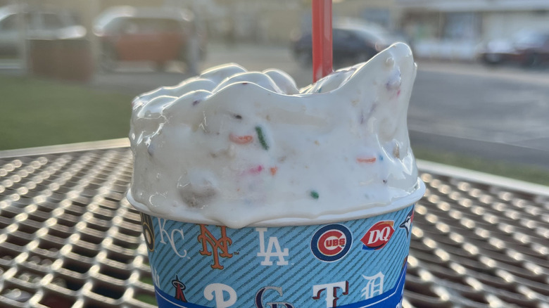 a blizzard with cookie dough pieces and sprinkles