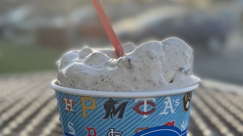 a blizzard with oreo crumbles and cookie dough