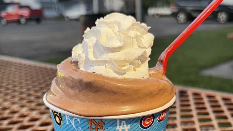 a chocolate blizzard with whipped cream