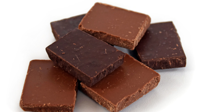 Light and dark colored chunks of chocolate