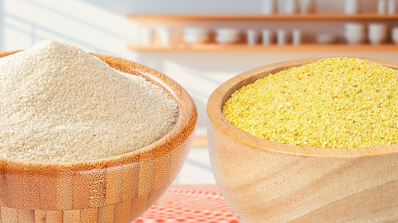 Semolina flour and cornmeal bowls