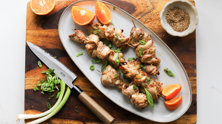 Baked sesame soy chicken skewers