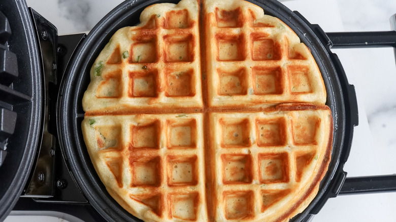 cooked waffle in waffle maker