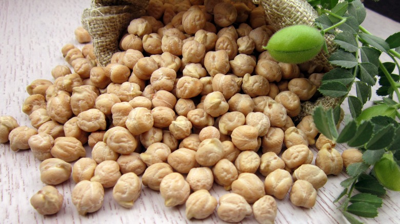 dried chickpeas on a counter