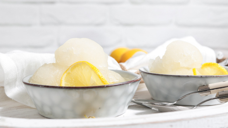 lemon sorbet in bowls