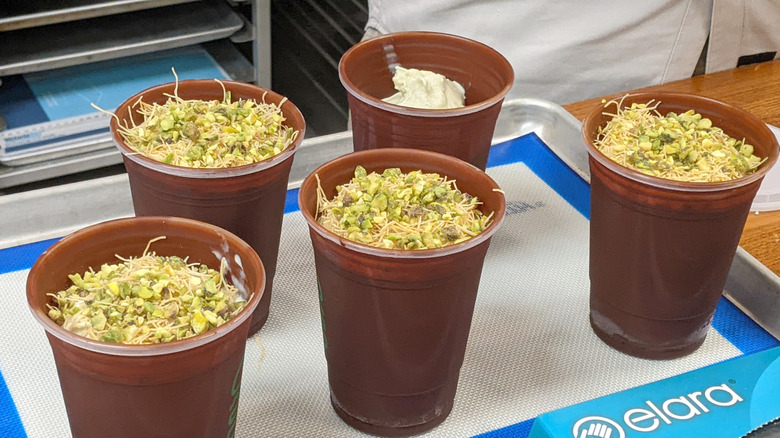 Shake Shack Dubai Chocolate Pistachio Shakes being made