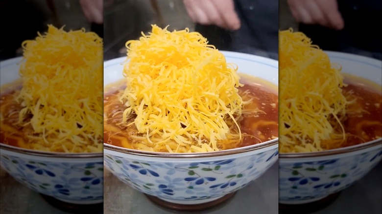 Spicy ramen with chili and cheese