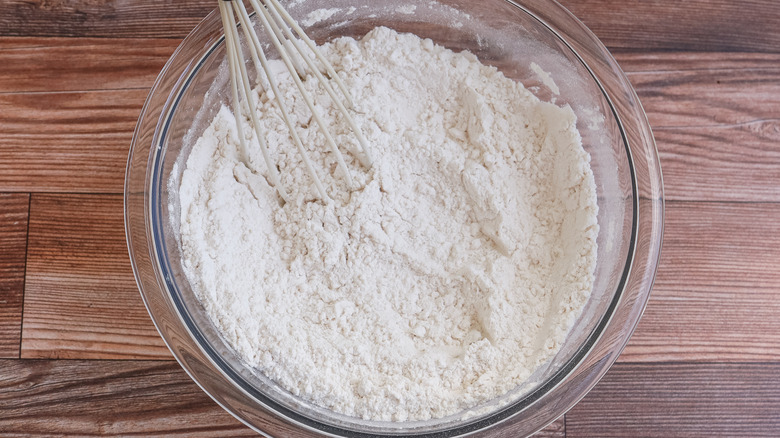 dry bread ingredients in bowl