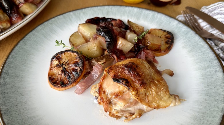 cooked chicken with fruit