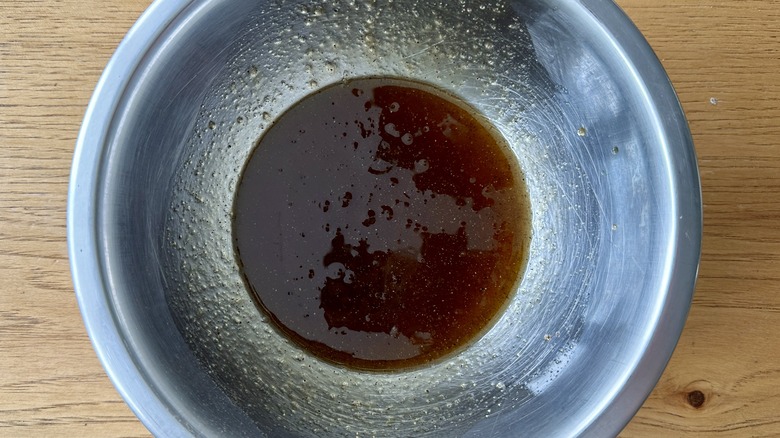 maple syrup in metal bowl