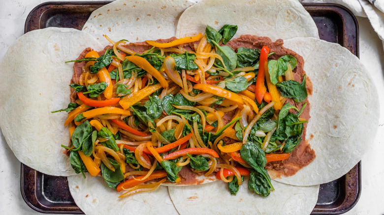 veggies on top of tortillas 