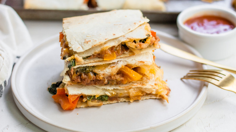 sheet-pan quesadillas on plate 