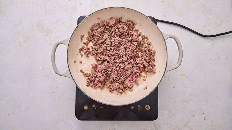 browning beef in skillet