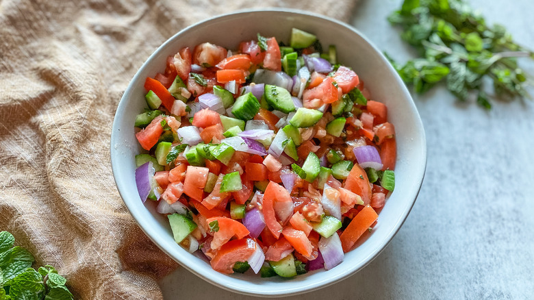 shirazi salad in bowl