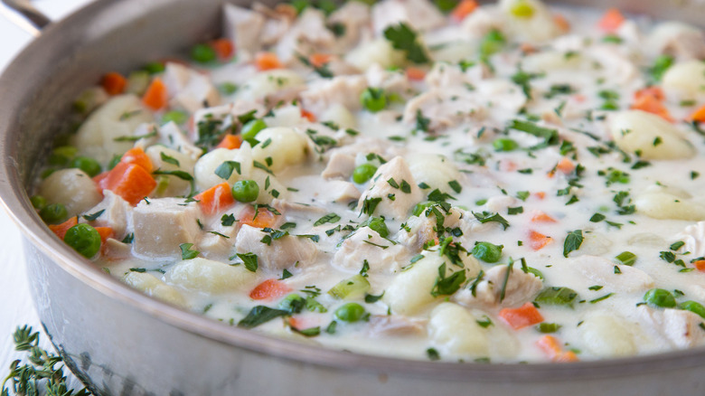 Shortcut Chicken and Dumplings in pan 