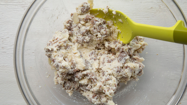 cheesy sausage mixture in bowl