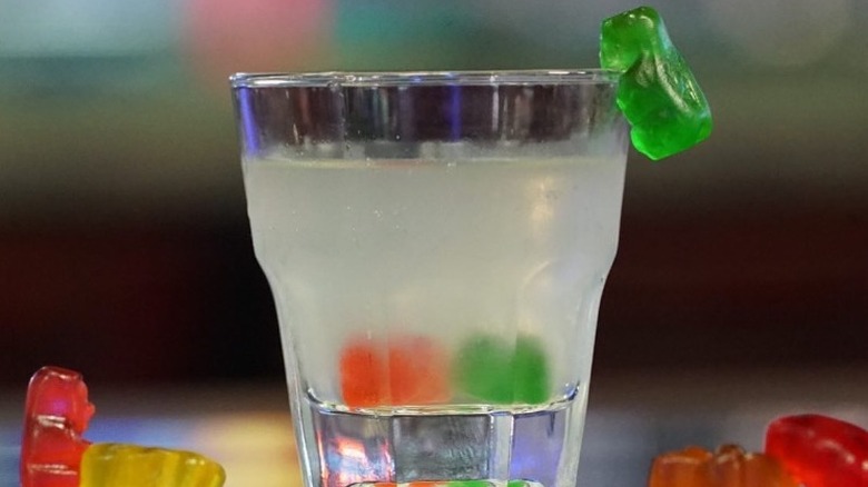 gummy bears with poured shot