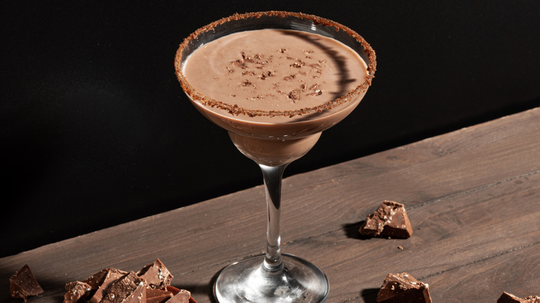 chocolate martini on wood surface