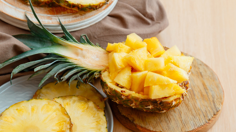 chopped up pineapple