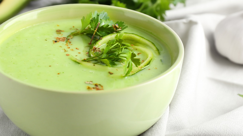 Cucumber added to soup