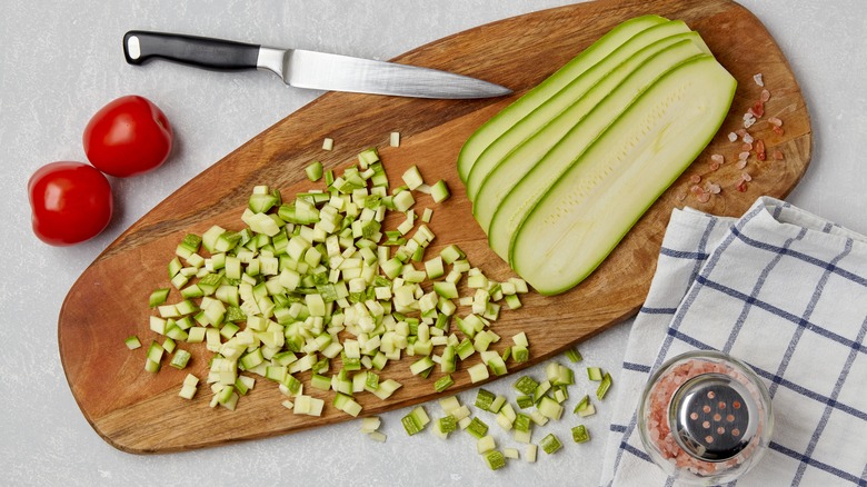 sliced and diced zucchini