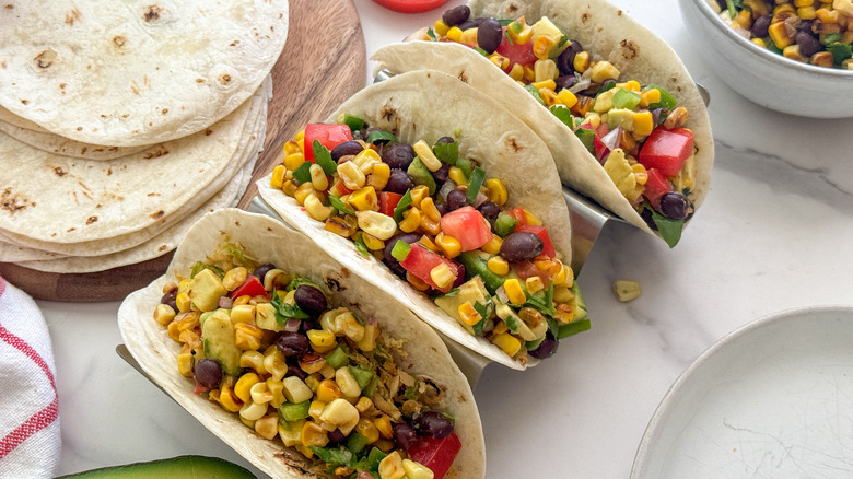 three corn tacos