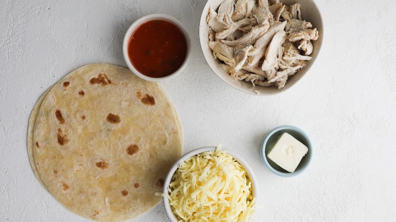 ingredients for a chicken quesadilla