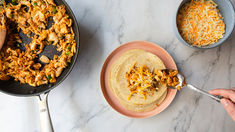 Making jackfruit enchiladas