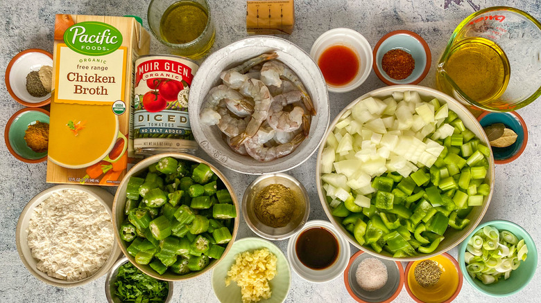 ingredients for shrimp gumbo