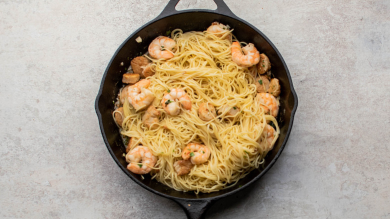 the cooked scampi dish